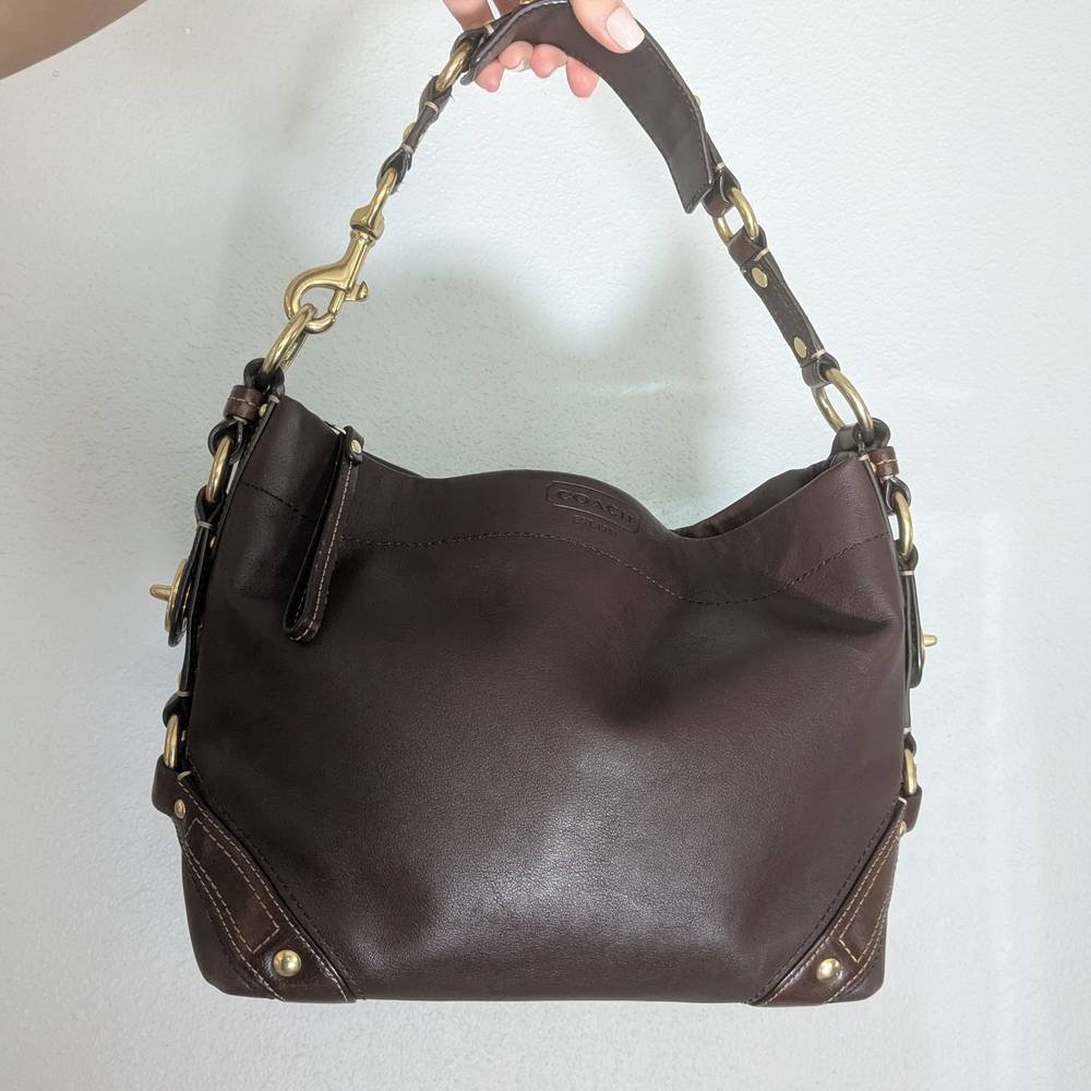 Coach Carly Brown Leather Shoulder Bag